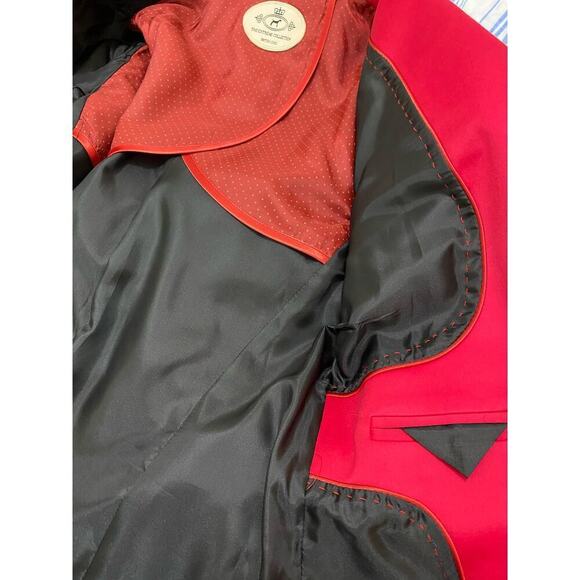 The Extreme Collection British Chic Size 38 Red Satin 2 Button Blazer - Picture 8 of 10